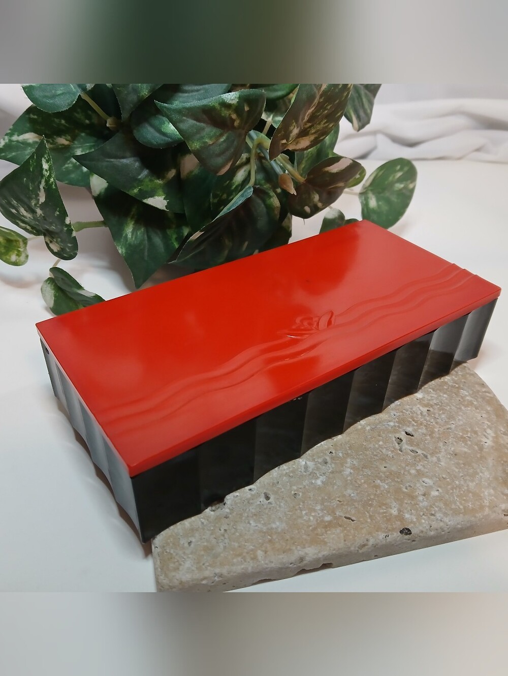 1920s Deco COMMUNITY Red & Black Hinged Celluloid Trinket Box